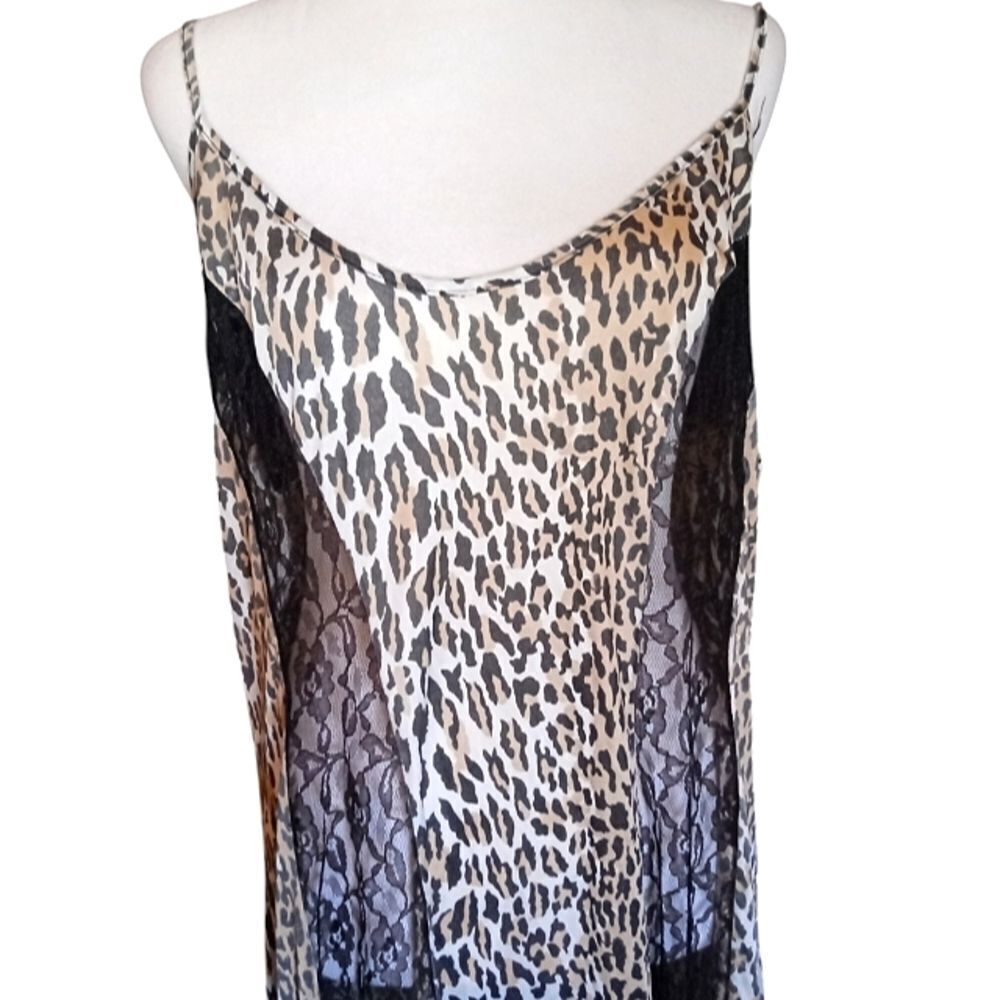 Vintage Marcie Stuart Union Made Leopard Print Lace Panel Slip Dress Size 3X - Picture 2 of 7